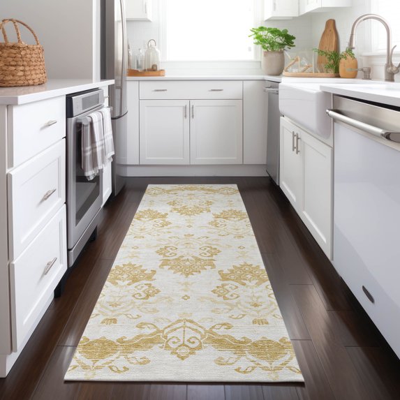 Addison Rugs Chantille Indoor/Outdoor Transitional Vintage Gold Washable Runner Rug, 2'3" x 7'6"