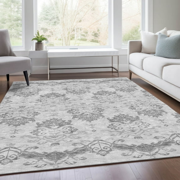 Addison Rugs Chantille Indoor/Outdoor Transitional Vintage Graphite Washable Rectangle Rug, 8' x 10'