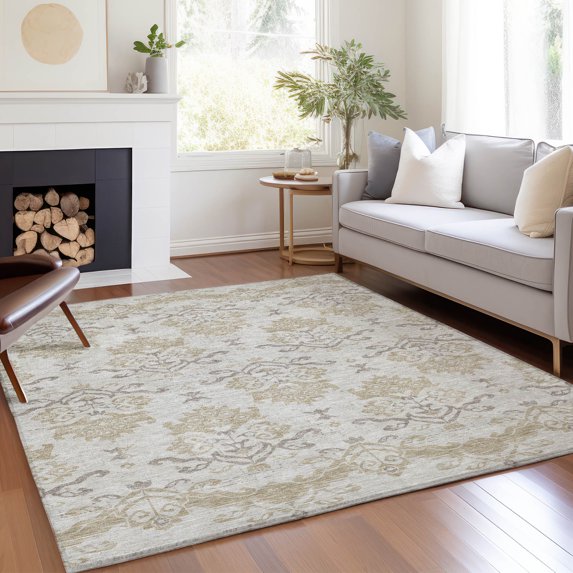 Addison Rugs Chantille Indoor/Outdoor Transitional Vintage Ivory Washable Rectangle Rug, 8' x 10'