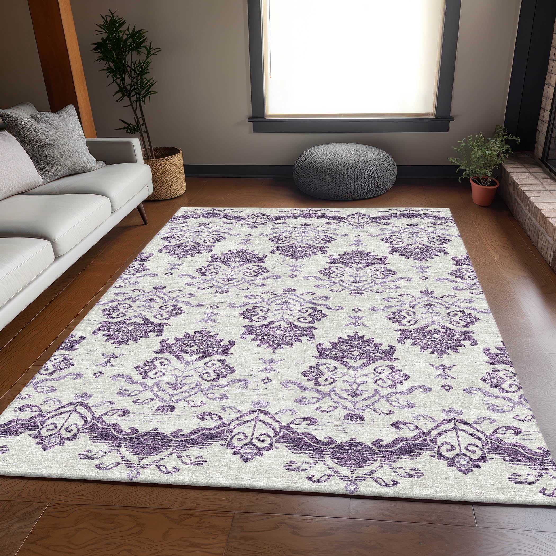 Fancy Purple Rug Addison Rugs Chantille Indoor/Outdoor Transitional Vintage Purple ...