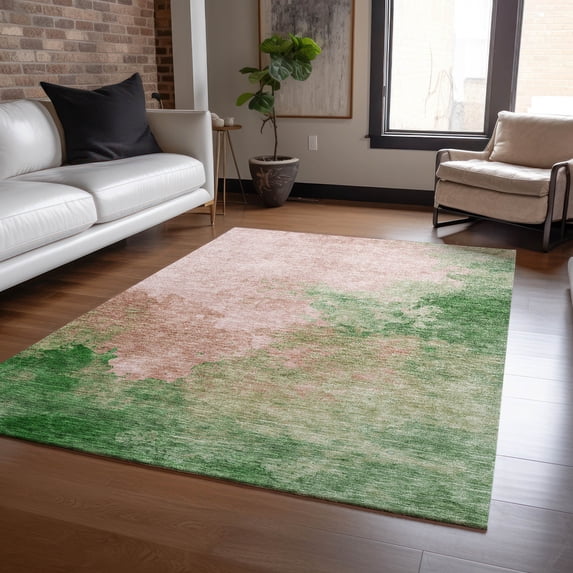 Addison Rugs Chantille Indoor/Outdoor Transitional Watercolors Pink Washable Rectangle Rug, 8' x 10'