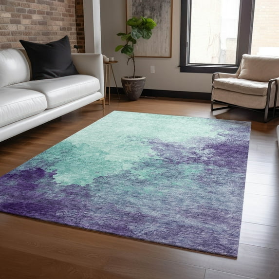 Addison Rugs Chantille Indoor/Outdoor Transitional Watercolors Seafoam Washable Rectangle Rug, 10' x 14'