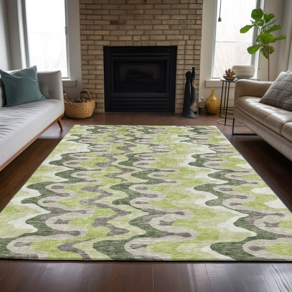 Addison Rugs Chantille Indoor/Outdoor Transitional Waves Aloe Washable Rectangle Rug, 2'6" x 3'10"