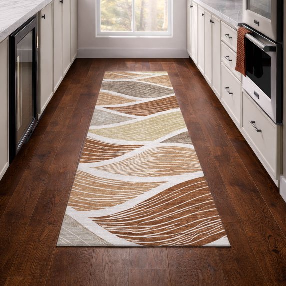 Addison Rugs Chantille Indoor/Outdoor Transitional Waves Copper Machine Washable Runner Rug, 2'3" x 7'6"
