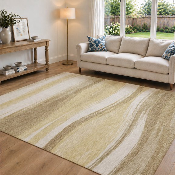 Addison Rugs Chantille Indoor/Outdoor Transitional Waves Ivory Machine Washable Rectangle Rug, 8' x 10'