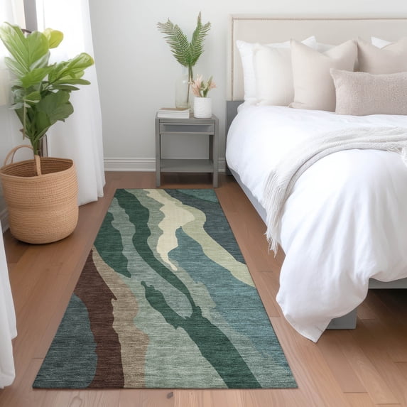 Addison Rugs Chantille Indoor/Outdoor Transitional Waves Sage Washable Runner Rug, 2'3" x 7'6"