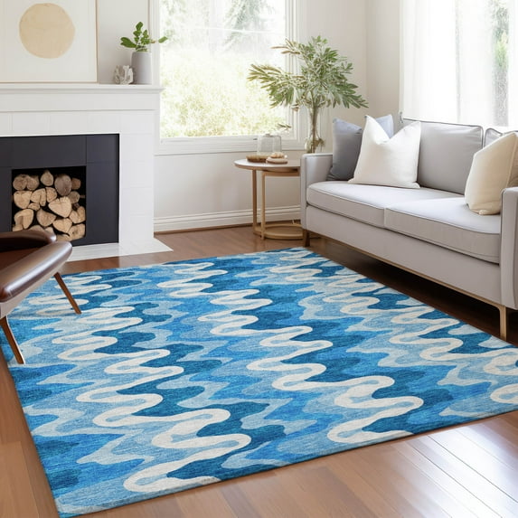 Addison Rugs Chantille Indoor/Outdoor Transitional Waves Sky Washable Rectangle Rug, 2'6" x 3'10"