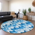 thumbnail image 1 of Addison Rugs Chantille Indoor/Outdoor Transitional Waves Sky Washable Round Rug, 8' x 8', 1 of 6