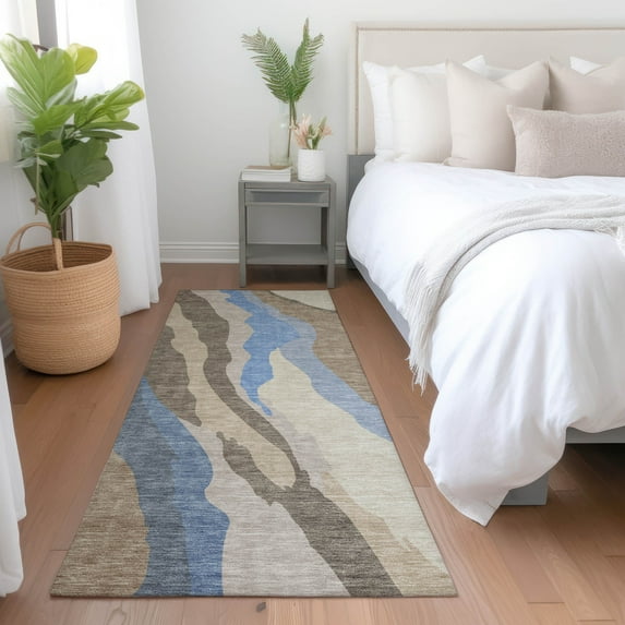 Addison Rugs Chantille Indoor/Outdoor Transitional Waves Taupe Washable Runner Rug, 2'3" x 7'6"