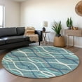 thumbnail image 1 of Addison Rugs Chantille Indoor/Outdoor Transitional Waves Teal Washable Round Rug, 8' x 8', 1 of 6
