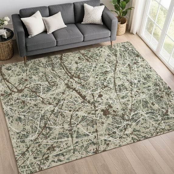 Addison Rugs Chantille Indoor/Outdoor Contemporary Abstract Basil Machine Washable Rectangle Rug, 10' x 14'