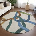 thumbnail image 1 of Addison Rugs Chantille Indoor/Outdoor Contemporary Abstract Beige Machine Washable Round Rug, 8' x 8', 1 of 8
