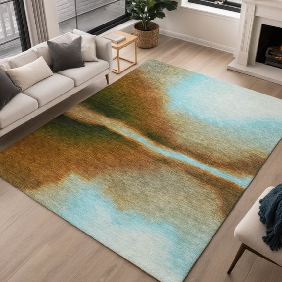 Addison Rugs Chantille Indoor/Outdoor Contemporary Abstract Blue Machine Washable Rectangle Rug, 10' x 14'