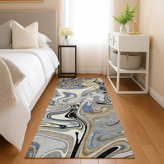 Addison Rugs Chantille Indoor/Outdoor Contemporary Abstract Gray Machine Washable Runner Rug, 2'3" x 7'6"