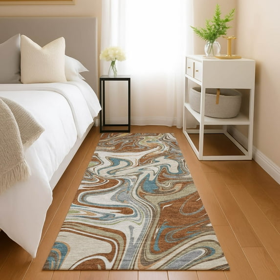 Addison Rugs Chantille Indoor/Outdoor Contemporary Abstract Paprika Machine Washable Runner Rug, 2'3" x 7'6"