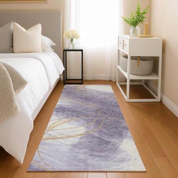 Addison Rugs Chantille Indoor/Outdoor Contemporary Abstract Purple Machine Washable Runner Rug, 2'3" x 7'6"