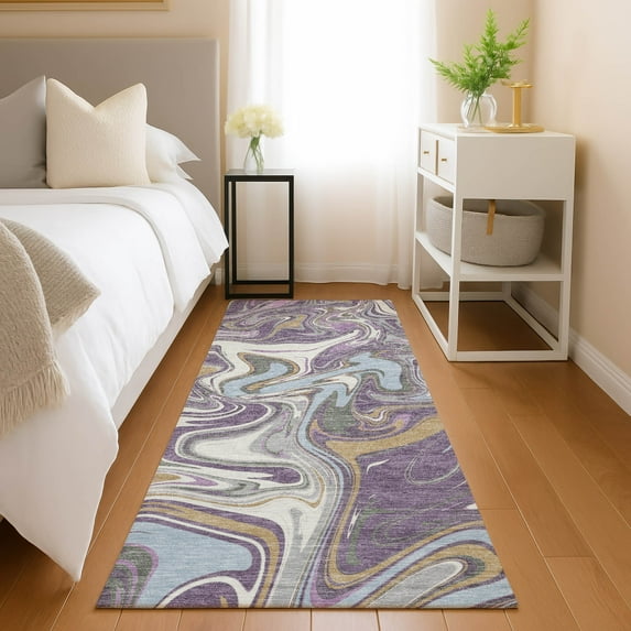 Addison Rugs Chantille Indoor/Outdoor Contemporary Abstract Purple Machine Washable Runner Rug, 2'3" x 7'6"