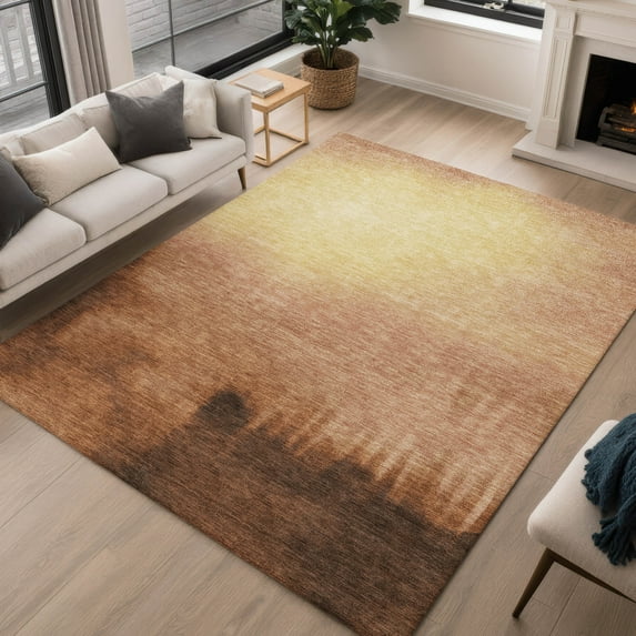 Addison Rugs Chantille Indoor/Outdoor Contemporary Abstract Rust Machine Washable Rectangle Rug, 5' x 7'6"