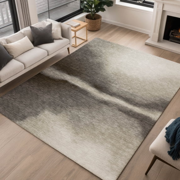 Addison Rugs Chantille Indoor/Outdoor Contemporary Abstract Taupe Machine Washable Rectangle Rug, 10' x 14'