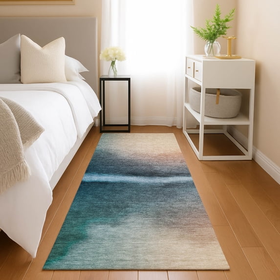Addison Rugs Chantille Indoor/Outdoor Contemporary Abstract Teal Machine Washable Runner Rug, 2'3" x 7'6"