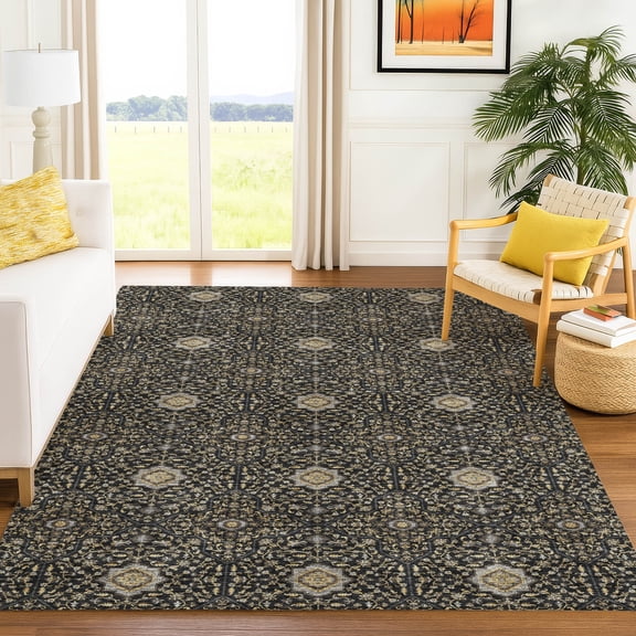 Addison Rugs Chantille Indoor/Outdoor Traditional Global Black Machine Washable Rectangle Rug, 10' x 14'
