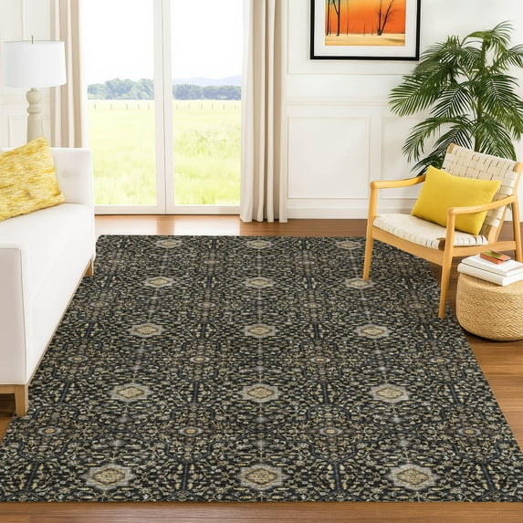 Addison Rugs Chantille Indoor/Outdoor Traditional Global Black Machine Washable Rectangle Rug, 9' x 12'
