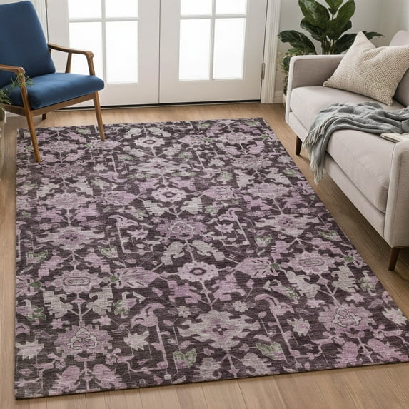 Addison Rugs Chantille Indoor/Outdoor Traditional Eggplant Machine Washable Rectangle Rug, 3' x 5'