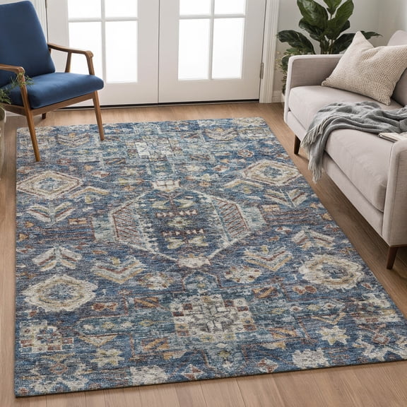 Addison Rugs Chantille Indoor/Outdoor Traditional Navy Machine Washable Rectangle Rug, 10' x 14'