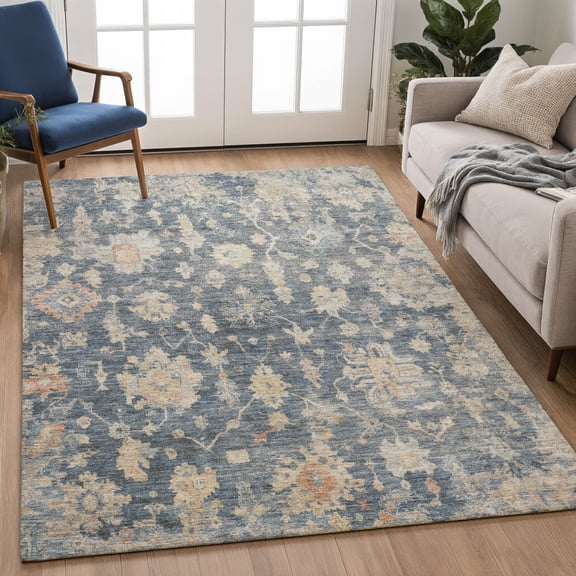 Addison Rugs Chantille Indoor/Outdoor Traditional Navy Machine Washable Rectangle Rug, 10' x 14'