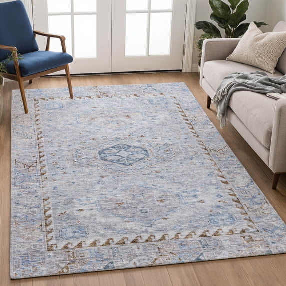 Addison Rugs Chantille Indoor/Outdoor Traditional Sky Machine Washable Rectangle Rug, 5' x 7'6"