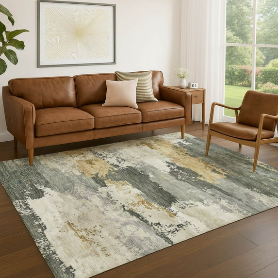 Addison Rugs Chantille Indoor/Outdoor Transitional Abstract Basil Machine Washable Rectangle Rug, 3' x 5'