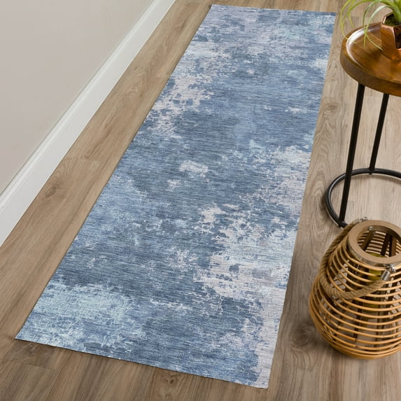 Addison Rugs Chantille Indoor/Outdoor Transitional Abstract Blue Machine Washable Runner Rug, 2'3" x 7'6"