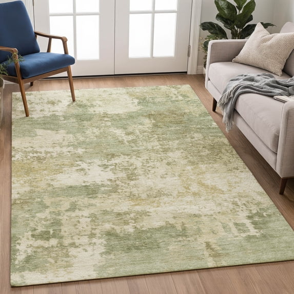Addison Rugs Chantille Indoor/Outdoor Transitional Abstract Celery Machine Washable Rectangle Rug, 8' x 10'