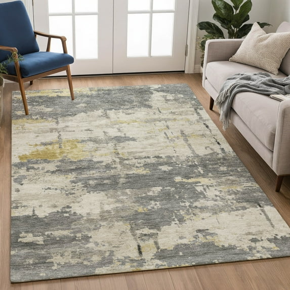 Addison Rugs Chantille Indoor/Outdoor Transitional Abstract Pewter Machine Washable Rectangle Rug, 5' x 7'6"