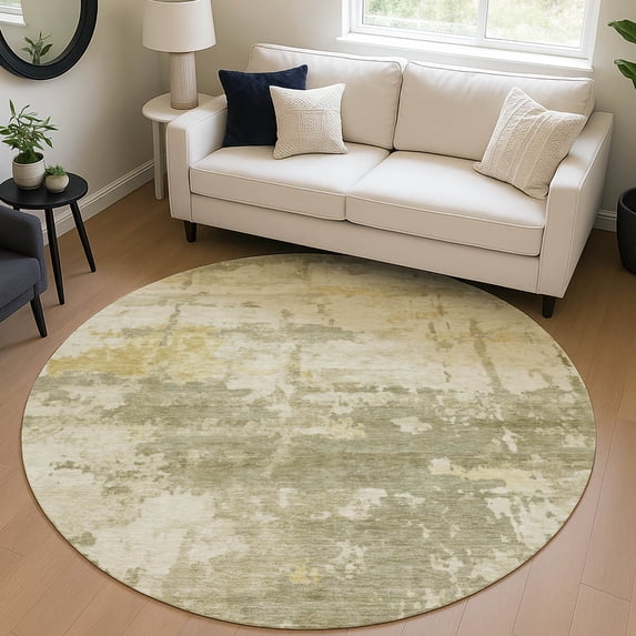 Addison Rugs Chantille Indoor/Outdoor Transitional Abstract Sage Machine Washable Round Rug, 8' x 8'