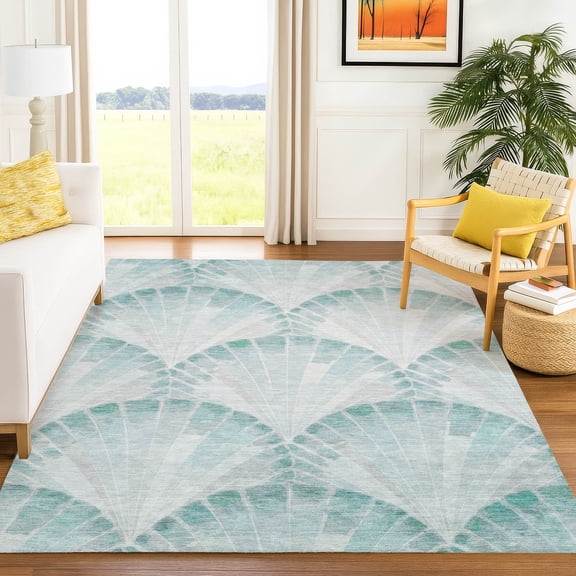 Addison Rugs Chantille Indoor/Outdoor Transitional Coastal Teal Machine Washable Rectangle Rug, 9' x 12'