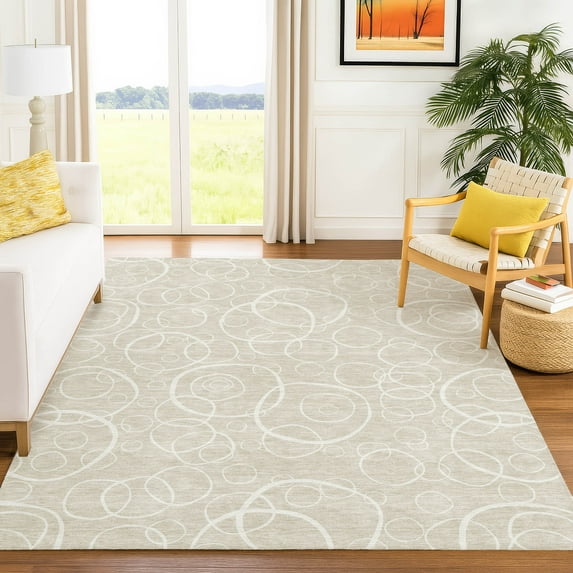 Addison Rugs Chantille Indoor/Outdoor Transitional Geometric Beige Machine Washable Rectangle Rug, 10' x 14'