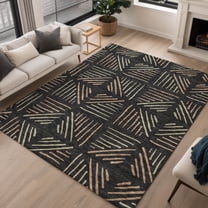 Addison Rugs Chantille Indoor/Outdoor Transitional Geometric Black Machine Washable Rectangle Rug, 10' x 14'