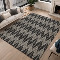Addison Rugs Chantille Indoor/Outdoor Transitional Geometric Black Machine Washable Rectangle Rug, 10' x 14'