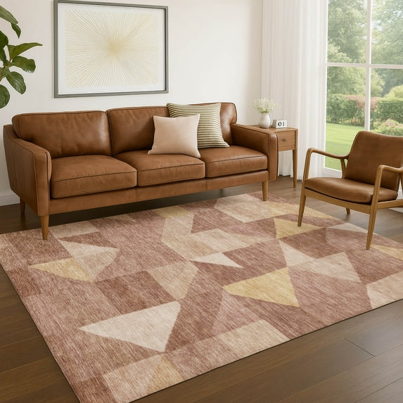 Addison Rugs Chantille Indoor/Outdoor Transitional Geometric Blush Machine Washable Rectangle Rug, 5' x 7'6"