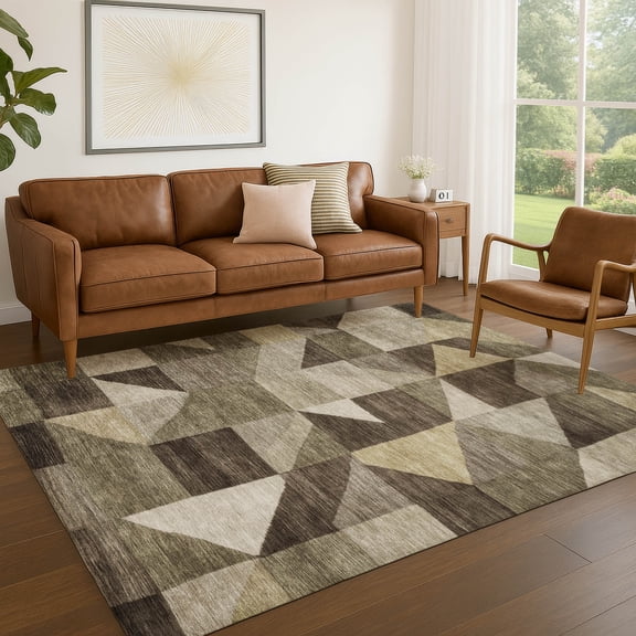 Addison Rugs Chantille Indoor/Outdoor Transitional Geometric Brown Machine Washable Rectangle Rug, 3' x 5'