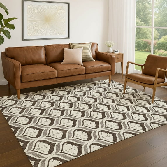 Addison Rugs Chantille Indoor/Outdoor Transitional Geometric Brown Machine Washable Rectangle Rug, 9' x 12'
