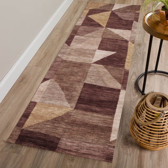 Addison Rugs Chantille Indoor/Outdoor Transitional Geometric Burgundy Machine Washable Runner Rug, 2'3" x 7'6"