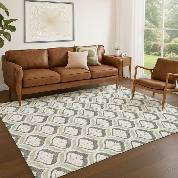 Addison Rugs Chantille Indoor/Outdoor Transitional Geometric Celery Machine Washable Rectangle Rug, 8' x 10'