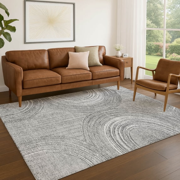 Addison Rugs Chantille Indoor/Outdoor Transitional Geometric Charcoal Machine Washable Rectangle Rug, 9' x 12'