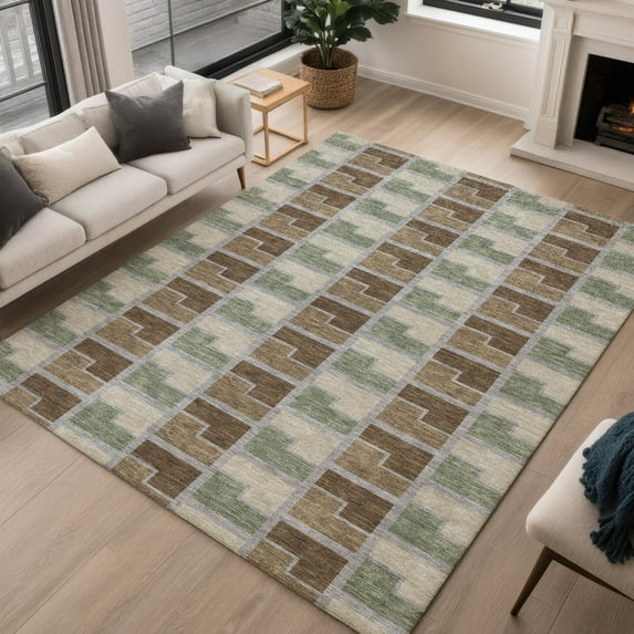 Addison Rugs Chantille Indoor/Outdoor Transitional Geometric Chocolate Machine Washable Rectangle Rug, 9' x 12'