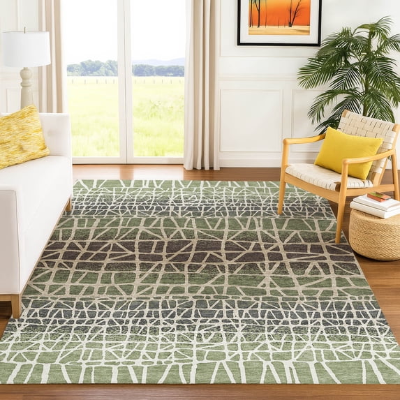 Addison Rugs Chantille Indoor/Outdoor Transitional Geometric Fern Machine Washable Rectangle Rug, 5' x 7'6"