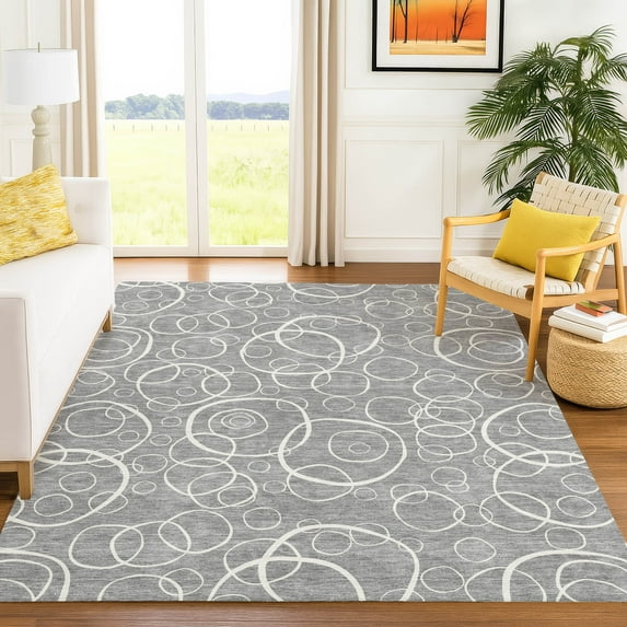 Addison Rugs Chantille Indoor/Outdoor Transitional Geometric Gray Machine Washable Rectangle Rug, 8' x 10'