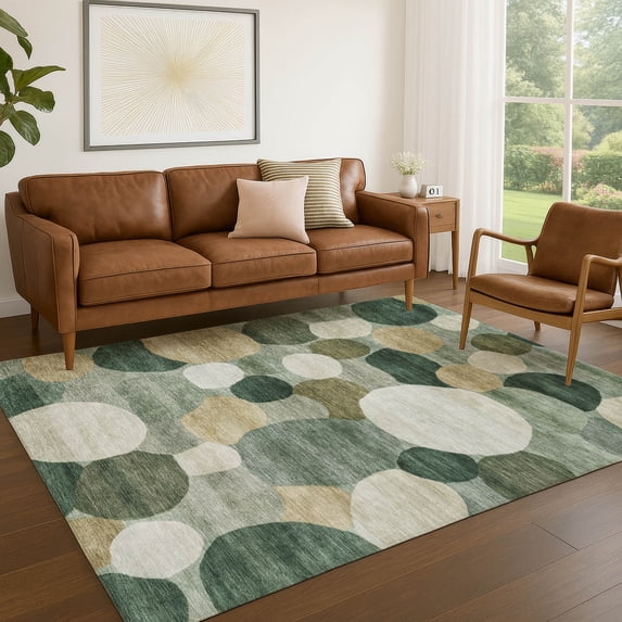 Addison Rugs Chantille Indoor/Outdoor Transitional Geometric Green Machine Washable Rectangle Rug, 5' x 7'6"