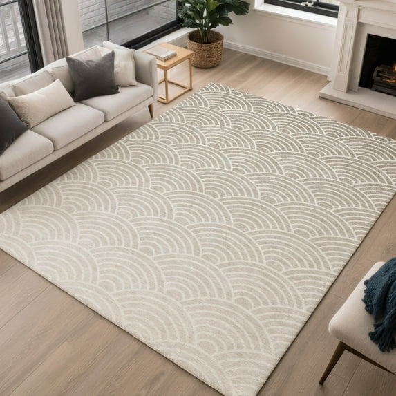 Addison Rugs Chantille Indoor/Outdoor Transitional Geometric Ivory Machine Washable Rectangle Rug, 8' x 10'